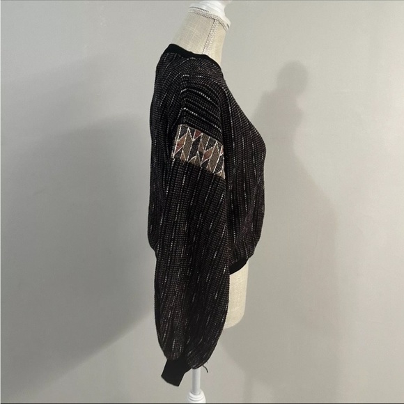 Urban Outfitters Sweater Cropped Knit Metallic Black Rust Size Medium - Picture 5 of 7